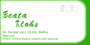 beata klohs business card
